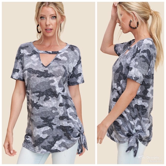 🛍LAST 1! Camo Side Tie Keyhole Tunic! - Picture 3 of 5